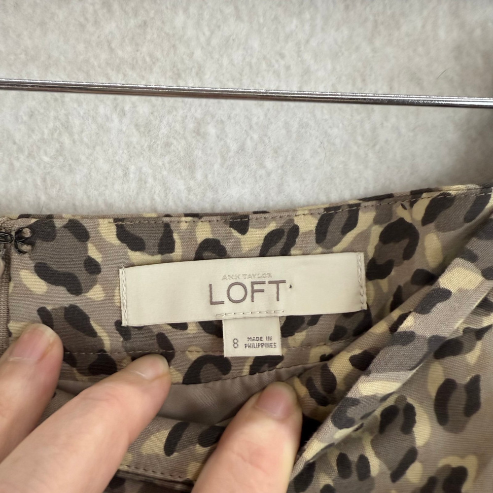 NWOT Ann Taylor Loft Animal Print Cotton Pencil Lined Skirt Sz 8 Boho Festival‎ - Picture 4 of 7